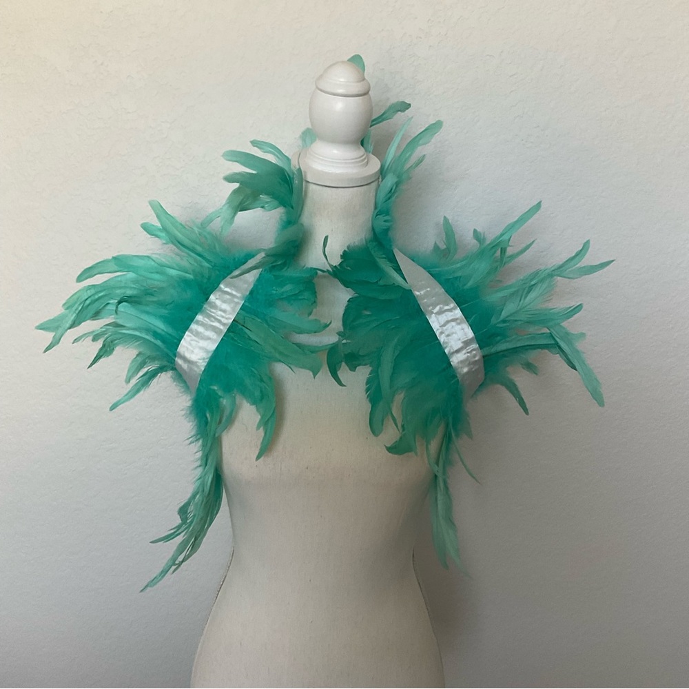 Aqua Sea Green Feather Accessory Wrap